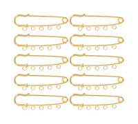 Beavorty 10 Piezas Broche de Seguridad Alfileres Fijos para Ropa de Aleación Dorado, 5 Agujeros, Compacto y Decorativo, para Coats y Crafts, DIY