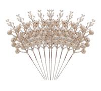 Beavorty 10 Piezas Palillos de Bayas Artificiales Purpurina para Decoración de Árbol de Navidad, Espuma Resistente, 19x5x5cm, Ideales para Adornos Navideños en Invierno