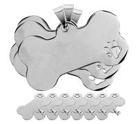 Beavorty 10 Unidades Placa de Identificación de Metal Plata en Forma de | Acabado Pulido, Resistente al Óxido y Estable, Diseño Hueco, para Cachorros y Perros