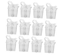 Beavorty 12 piezas Caja de Transparente Cuadrada con Lazo de Unidades para de Boda y Decoración de Fiesta Caja Pequeña Protectora para