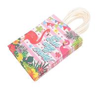 Beavorty 12 Unidades Bolsas de Papel Diseño de Flamencos para Recuerdos de Fiesta, Bolsas Plegables y Reutilizables Ideales para Cumpleaños Infantiles, Baby Shower y Celebraciones Hawaianas