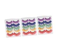 Beavorty 15 Pares Pestañas postizas trajes rojos kit cosmetología pestañas colores trajes verdes charm accesorios para los ojos pestañas creativas colocar bebé 3d