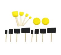 Beavorty 15 Pinceles de Esponja Mango de Madera, Kit de Pinceles de Esponja Redondos y Largos en Negro y Amarillo, Herramientas para Manualidades, Pintura y Arte Preescolar