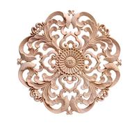 Beavorty 1pieza Calcomanía Decorativa De Madera Redonda Para Puertas y Muebles Aplique Tallado Madera Natural Diseño Vintage y Elegante Para Decoración De Interiores y Muebles