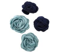 Beavorty 2 Pares Adornos para Zapatos Flores de Tela de 6 Cm, Flor de Tela DIY para Decoración de Ropa, Accesorios Decorativos en Azul Oscuro y Verde Nilo, Adecuado para Banquetes y Uso