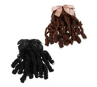 Beavorty 2 Pelucas Retro Para Fiesta Coletas Moños Extensiones De De Caballo Rizadas Para Bodas De Pelo Sintético Para Bodas