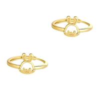 Beavorty 2 Piezas Anillo Ajustable de Conejo para Mujeres Joyería Creativa de Diseño Único Anillo de Dedo de Cobre Dorado para y
