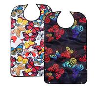 Beavorty 2 Piezas Babero Adulto Ropa Protectores Baberos Delantal De Flores Para Adultos Baberos Adultos Para Mujeres Lavables Baberos Adultos Para Ancianos Mayor Alimento Botón Poliéster