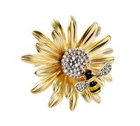 Beavorty 2 Piezas Broche de abeja margarita sostenedor del anillo de servilleta broches de broche de girasol broche de traje novedoso broche decorativo para ropa aleación Golden