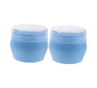 Beavorty 2 Piezas Caja de Borlas para Polvos, Contenedor Recargable con 2 Borlas Suaves, Plástico y Lint, Azul, para Ñiño, Uso en Viaje y Cambios de Pañal