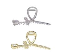 Beavorty 2 Piezas Clip De Tiburon Oro Cabello Broche De Rosa Anillos Pinza De Pelo Jumbo Pinza De Pelo Pinzas De Peluqueria Pinza De Pelo De Plata Arco Metal