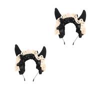 Beavorty 2 Piezas Diadema de Cosplay con Cuernos de Negros Lazo de Satén y Encaje Ligera y Duradera para Fiestas de Halloween de Disfraces