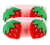 Beavorty 2 Piezas Diadema De Fresa Diadema Cosmética Diadema De Entrenamiento Diadema De Maquillaje De Fresa Maquillaje Kawaii Cabeza Aptitud Física Tela La Cruz Cinturón De Sudor