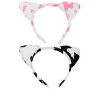 Beavorty 2 Piezas Diadema de Vaca Orejas de Animal Diadema de Vaca para Fiesta de Cumpleaños de Estampado para Mujer Adulta y Niño