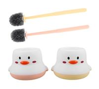 Beavorty 2 Piezas Freestanding Toilet Brush and Holder with Long Plastic Handle Ergonomic Grip Hygienic Base Versatile Bathroom Cleaning Tool For Home and Office