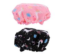 Beavorty 2 Piezas Gorro de ducha impermeable de doble capa gorro cocinero gorro de cocina gorro chef - Gorro baño suave Tapa de ducha lavable blindaje gorro de baño dormir por la noche Eva