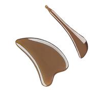 Beavorty 2 Piezas Juego De Tablas De Raspado Tablero De Raspado De Acupuntura Masajeador Relajante Muscular Tabla De Raspar Guasha Palo Físico Jade Facial Ojos Caja De Herramientas Cuernos