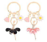 Beavorty 2 Piezas Llavero Colgante Bailarina Metal Rosa Negro para Mochila Bolso Fiesta Regalo Niñas