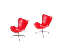 Beavorty 2 Piezas Mini Muebles de Juguete Juguetes de Silla Alta Modelos decoración Mini Muebles de Adorno Erizo de Juguete Miniatura Sillón Silla de Huevo Silla giratoria Rojo
