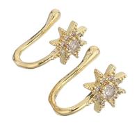 Beavorty 2 Piezas Pretend Nose Rings U-Shape Star Rhinestone Nose Non-Piercing Jewelry For Women Festival Costume