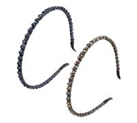 Beavorty 2 Piezas tiara nupcial de la boda banda para el pelo perla oscuro gemas azules fiesta Venda abdominales cristales tiara para mujer diadema nupcial de cristal de boda