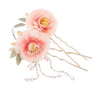 Beavorty 2 Piezas Vintage Hairpin With Chinese Tassels And Simulation Flowers Lightweight Traditional Hanfu Head Ornament For Women Weddings Parties