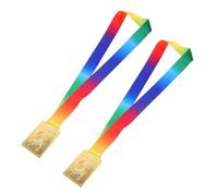 Beavorty 2 Premios de Judo de Aleación con Cinta Arcoíris para Reconocimientos Deportivos y Competición Escolar, Motivando Participantes en Eventos Deportivos
