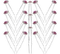 Beavorty 20piezas Horquillas Forma u Cristal Rosa Brillantes Para Boda Accesorios Pelo Novia