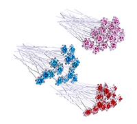 Beavorty 20piezas Horquillas u Forma De Rosas Con Cristales Rojos Clips Para Pelo Con Adornos Para Recogidos Accesorios Para Boda y Fiesta