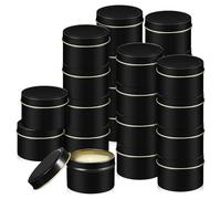 Beavorty 24 Piezas Latas de Hojalata Negras para Hacer Velas, Tarros Redondos de 4 Onzas Gran Capacidad y Diseño Sencillo para Ocasiones Obsequios