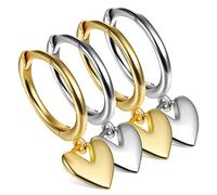 Beavorty 2Pares Heart Dangle Hoop Earrings For Women Of Earrings With Love Pendant Present For And Ladies