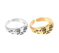 Beavorty 2piezas Anillo Ajustable Diseño De Cara Llorando Anillo Decorativo De Moda Dedo Para Regalar Ajustables Forma De Cara De Lloro