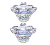 Beavorty 2piezas Copa de Cristal para Uñas Plato Dappen de Vidrio Tapa Cuenco para Aceites Esenciales Vaso Manicura para Polvos Acrílicos Accesorios de Cristalería para Decoración de Uñas
