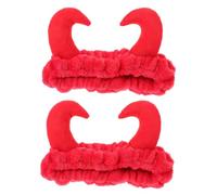 Beavorty 2piezas Diademas De Maquillaje De Felpa Para Mujer De Color Rojo Para Lavado De Cara y Aplicación De Maquillaje Accesorios y