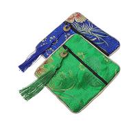 Beavorty 2piezas Monedero Bordado De Cremallera Bolsa Delicada Para Uñas Pipa y Cinta Adhesiva Para Almacenar Joyas Como Porta Pendientes o Estuche Elegante