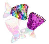 Beavorty 3 Piezas Monedero Sirena Billetera De Lentejuelas Billetera De Sirenita Compacto Cuento para Monedero De La Sirenita Chicas Mini Monedero Pequeño Monedero Divertido Poliéster