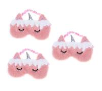 Beavorty 3 Piezas visera de unicornio máscara de ojo de unicornio dibujos animados con los ojos vendados Mascara para los ojos sombra de ojos de descanso Variedad combinación viajar