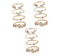 Beavorty 3 Series Anillo Inicial Joyas De Anillo Para Mujer Anillos De Metal Joyería Del Anillo De Las Mujeres Decoraciones De Anillo Anillos De Declaración Pedrería Dorado 4 Piezas X 3