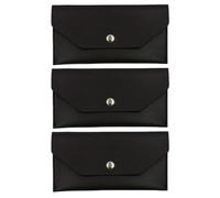 Beavorty 3piezas Monedero de Cuero Sintético Negro Organizador de Tipo Mujeres Monedero para Gestión de Dinero y Recibos para Uso Diario