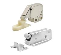 Beavorty 4 Pestillos para Puertas de Armario Cierre Pulsador Automático, Pestillos de Gancho Estilo Trompa de Elefante, Acero Laminado Frío, Acabado Pulido, Tamaño Pequeño y Grande,