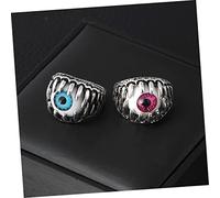 Beavorty 4 Piezas Anillo para Hombre de Cobre con Diseño de Diabólico y Resistente Arañazos para Halloween y Especiales