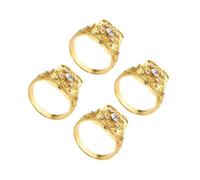Beavorty 4 Piezas Anillo Vintage para Mujer con Compartimento Secreto Detalles Tallados y Microdiamantes Brillantes Anillo de Bloqueo Elegante y Resistente para Diario Sociales