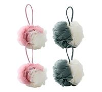 Beavorty 4 Piezas Bola De Baño Doble Color Esponja De Malla Bola De Baño Grande De Malla Para Uso Casa Para Exfoliar y Limpiar La Piel