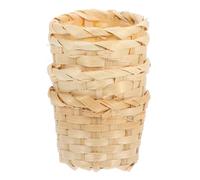 Beavorty 4 Piezas Cesta de Almacenamiento de Escritorio Pequeña de Madera Khaki para Organización Fácil y Decoración Rústica en Reuniones Familiares y Bodas
