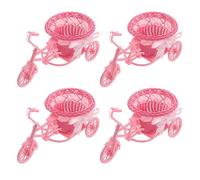 Beavorty 4 Piezas Cesta de Flores Tejida Maceta para Bicicleta y Jardinera Triciclo de Plástico Rosa, Ligera y Portátil, para Plantas Artificiales y Centro de Mesa de Fiesta, Estilo