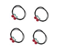 Beavorty 4 Piezas Elastic Hair Bands With Crystal Cherry Design Soft And Gentle Ponytail Holders For Women And Versatile Hair Decorations For Everyday Wear Korean Style