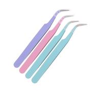 Beavorty 4 piezas Pinzas Inoxidable con Puntas Curvadas para Manualidades Electrónica Extensiones de Pestañas y Nail Art Ergonómicas y Resistentes