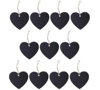 Beavorty 40 Etiquetas de Madera para Colgar Forma de Corazón, Pizarra Doble Cara Negra, 4 X 4 Cm, para Manualidades, Decoración y Etiquetas de Precios, Kit de 40 Piezas