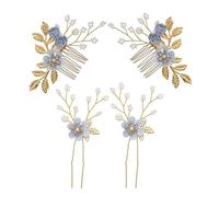 Beavorty 4piezas Accesorios Cabello Flores Exquisitos Peine Cabello y Cepillo Accesorio De Novia Para Decoración De Fiesta