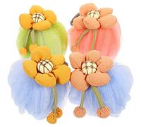 Beavorty 4piezas Flor De Espumosa Para Baño Esponjas De Ducha Forma De Muñeca De Dibujos Animados Hogar Esponja De Lufa Para Exfoliar La Piel